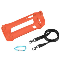 Silicone Case Cover with Strap Carabiner for JBL Pulse 4 Bluetooth Speaker, Orange