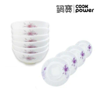 【CookPower 鍋寶】強化耐熱玻璃餐湯盤碗-10件組(EO-XTP4FE456)
