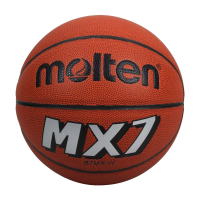 MOLTEN 8片貼合成皮籃球-平溝-7號球 室外 訓練 B7MX-W 橘黑銀