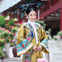 Qing Dynasty Empress Costume Dong Jie LangHua Delicate Embroidery Hanfu for Latest TV Play RuYi's Royal Love in the Palace