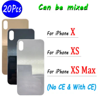 20Pcs/Lot，Big Hole NEW Housing Case Replacement Battery Back Glass Cover with Sticker Repair Parts For iPhone X / XS / XS Max