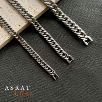 ASRAT LGoa - Gelang Rantai Pria Anti Karat Titanium Pengait Silver Bracelets
