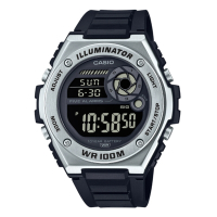 CASIO 金屬圈設計重機械工業風格休閒電子錶-黑面(MWD-100H-1B)/50.7mm