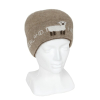 單層薄款羊咩咩紐西蘭貂毛羊毛帽保暖帽 保暖帽單層薄款-帽緣兩層-奶茶色