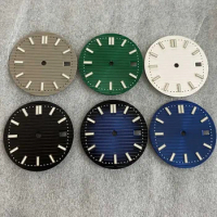30.5mm NH35 Dial Green Luminous Bar Nail Watch Face for Nautilus Seiko NH36 Movement Mens Watch Accessories Watches Repair Parts