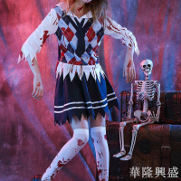 華隆 萬圣節服裝女大人cos服血腥學生服成人裝扮服飾恐怖衣服吸血鬼