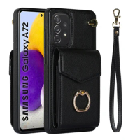 Card Slots Handbag Purse Phone Case For Samsung Galaxy A73 A72 A71 A70 Shell with Finger Ring Holder Fall Prevention Cover Coque
