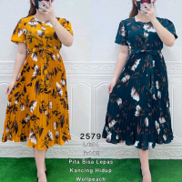 2579b DRES BUNGA PLISKET KANCING