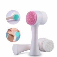 3D Silica Gel Facial Brush Double Sided Facial Cleanser Blackhead Removal Pore Cleaner Exfoliator Face Scrub Brush Care Tool