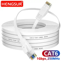 HENGSUR CAT6 Ethernet Cable 5M 10M 20M 30M Flat Internet Network Cable RJ45 Patch Cord LAN for Router Modem Cable Ethernet Cat6