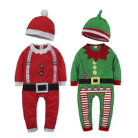 聖誕節造型連身衣 男寶寶女寶寶爬服 贈寶寶帽子聖誕老公公 聖誕小精靈 紅配綠爬衣 88614