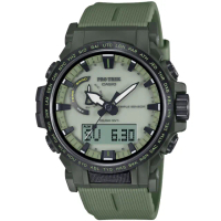 【CASIO 卡西歐】卡西歐 PROTREK 多功能太陽能膠帶登山錶-夜光面(PRW-61LD-3 台灣公司貨)
