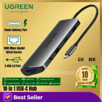 Ugreen 10in1 USB-C Hub 8in1 usb type c hub 9in1  Ethernet Gigabit  dan Port Pengisian PD 100W - Lapt