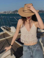 Rompi Rajutan Tank Top Wanita Murah Vest Rajut Wanita Korean Vest Crochet Rajut Rumbai Rompi Crop To