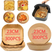 【L Cral】 Large 23cm Air Fryer Disposable Paper Liner Non-stick Airfryer Parchment Special Baking
