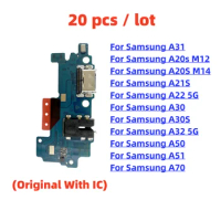 20Pcs/Lot USB Charger Connector Board Charging Port Flex Cable For Samsung A20S M12 M14 A21S A22 A30 A30S A32 5G A50 A51 A70 A31