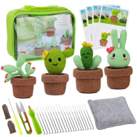 Needle Felting Starter Kits with Tool and Instruction, Wool Felting Potted Plant Craft Supplies for Beginners DIY Craft Y5GB