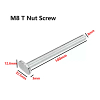 M8 T Nut Screws For 19x9.5mm T-track T-slot Miter Track Jig Table Saw Router Table Woodworking Tool Accessories