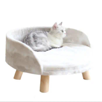 New Design Detachable Pet Cat Bed ,Four Seasons Universal Linen Bed Wooden Comfortable Cat Tree, Wooden Cat Sofa Nest Cage