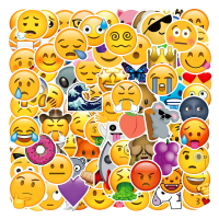 100卡通貼紙emoji笑臉貼紙兒童防水手賬筆記本汽車小尺寸表情貼畫