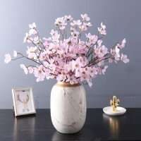 6 Fork Peach Blossom Imitation Peach Blossom Chinese Furniture Wedding Decoration Fake Flower Bundle Peach Blossom Silk Flower