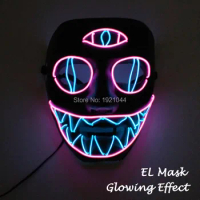 Multicolor Three-eyed mask Glowing Product EL Wire neon Mask Scary Party Theme Cosplay Funny Series Masks