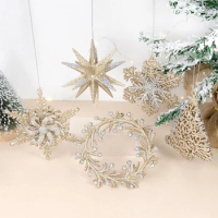 Christmas Glitter Pendant Snowflake Star Wreath Xmas Tree Hanging Ornaments Home Christmas New Year Decoration Noel Navidad Gift