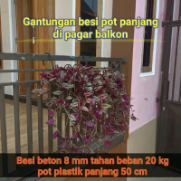 Rak pot panjang gantung pagar balkon