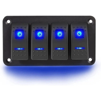 Applicable to 4 Gang Rocker Switch Aluminum Panel Waterproof, 12V/24V Toggle Switch Panel,Premium 5