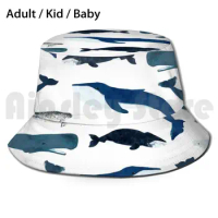Whales Of The Sea | Ocean Life Sun Hat Foldable UV Protection Whales Blue Whale Humpback Fin Whale Gray Whale