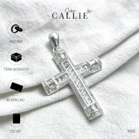M65 - Mặt dây chuyền Callie Silver hình thánh giá ốp đá