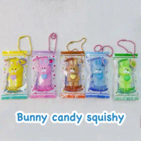 Mini Squishy Cute Tiny Colorful Rabbit Bunny Jelly Candy Bean Mochi Toy Squeeze Capsule Toy Creative Toy Stress Relax Keychain