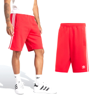 【adidas 愛迪達】OG 3-Stripes 男款 紅色 純棉 口袋 休閒 運動 短褲 IM9425