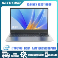 RATEYUSO 15.6 inch Notebook Intel i7 Core 10510U 11th Gen Notebook Computer 16GB RAM 11th Generation 1TB SSD Gaming Laptops