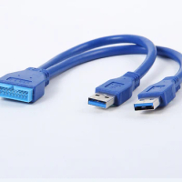 Desktop Computer usb 3.0 20 pin male to 2 usb a male cable Adapter Connector For Asus P7P55/USB3 Gigabyte Msi Onda Motherboard
