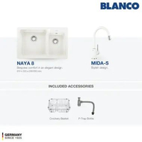 Kitchen Sink Bak Cuci Piring Granit 2 Lubang BLANCO Silgranit NAYA 8 - Paket Kitchen Sink dan Keran 