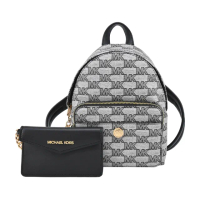 【Michael Kors】MAISIE PVC滿版二合一拉鍊後背包(迷你/黑)