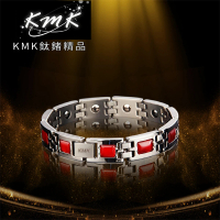 【KMK】玫瑰莊園 系列》紅瑪瑙+純鈦+磁鍺手鍊/手環/飾品(New! 全新透光技術)