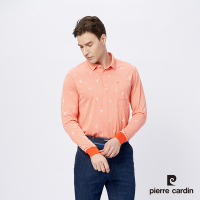 Pierre Cardin皮爾卡登 男款 吸濕排汗印花薄長袖polo衫-桔色 (5215202-65)
