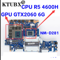 fru: 5B20Z23010 motherboard for Lenovo Legion 5-15arh05h laptop motherboard NM-D281 with cpu r5 4600h gpu gtx2060 6g 100% test