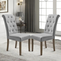 Set of 2 Dining Chair Noble and Elegant Solid Wood Tufted Dining Chair Dining Room Set