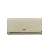 【FURLA 芙拉】Babylon金字LOGO牛皮12卡釦式長夾(大理石白x芭蕾粉)