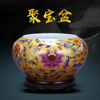 景德鎮陶瓷器聚寶盆魚缸客廳裝飾品擺件茶洗筆洗水淺睡蓮花盆擺設