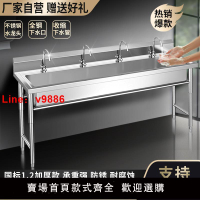 【台灣公司 可開發票】不銹鋼水槽學校工廠長條洗手臺加厚臺面一體商用大單槽洗手槽定制