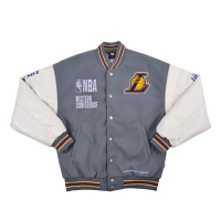 NBA 立體電繡 皮質 鋪棉 棒球外套 湖人隊 紫色-NBABJPR_LAL