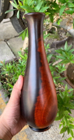 二 16 紅黑老料大紅酸枝紅木花瓶 酸枝木花瓶