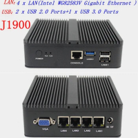 Fanless Pfsense Mini PC Linux J1900 Quad Core NUC PC 4*Intel 1000M Lan Firewall Router Security Server
