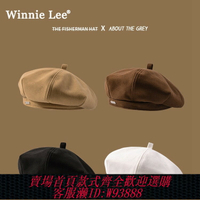 {台灣公司貨 可打統編}Winnie Lee貝雷帽女春夏韓系網紅八角帽大頭圍圓臉復古畫家帽潮牌