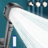 High Pressure Shower Head with Filter Black 3 Modes Massage Spray Nozzle Large Flow Rainfall Shower Head Bathroom Accessories