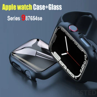 Glass+Cover For Apple Watch case 45mm 41mm 44mm 40mm 42mm 38 iWatch Accessorie Screen Protector Apple watch serie 3 5 6 SE 7 8 9